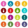 Bottles icons set colorful circles vector Royalty Free Stock Photo