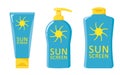 Bottles icons with sunscreen. Vector isolates on a white background