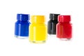 Bottles of ink in cmyk colors Royalty Free Stock Photo