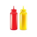 Bottles of ketchup and mustard isolated
