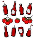 Bottles ketchup set. Collection icon ketchup. Vector Royalty Free Stock Photo