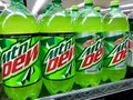 Bottles of Mountain Dew soda on shelf Royalty Free Stock Photo