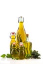 Bottles olive oil with herbs Royalty Free Stock Photo