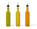 Bottles of olive, sunflower and pumpkin oil 3D Illustration