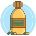 Bottles with pills and capsulesn in flat style Royalty Free Stock Photo