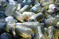 Bottles of plastic to be recycled on a public trash