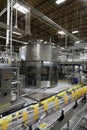 Bottles on production line at bottling plant