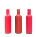 Bottles of red matt glass solated on white background with shadows, clipping path for isolation without shadows on white