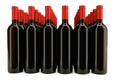 Bottles of red wine isolated against white background