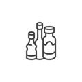 Bottles of sauce line icon