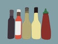 Bottles of sauce, sketch vector. Royalty Free Stock Photo