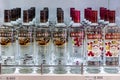 Bottles of Smirnoff vodka on a shelf in duty free shop airport Royalty Free Stock Photo