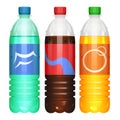 Bottles of soda drinks. Vector illustration.