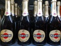 Bottles of sparkling Italian wine Martini Prosecco with apple, pear and floral shades on sale in the Metro AG hypermarket on