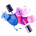 Bottles with spilled nail polish Royalty Free Stock Photo