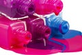 Bottles with spilled nail polish Royalty Free Stock Photo