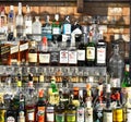 Bottles of spirits and liquor at the bar