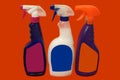 Bottles of spray cleaning products. household. Royalty Free Stock Photo