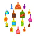 Bottles types icons set, cartoon style Royalty Free Stock Photo