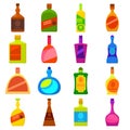 Bottles types icons set, cartoon style Royalty Free Stock Photo