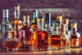 Bottles of alcoholic beverages on the bar Royalty Free Stock Photo