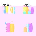 Bottles vector household chemicals supplies and cleaning housework plastic detergent liquid domestic fluid bottle Royalty Free Stock Photo