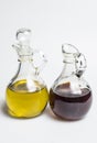 Bottles of vinegar and olive oil