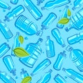 Bottles water background, pattern set. Collection icon bottles water. Vector