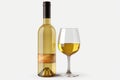 Bottles of white wine with blank front label Royalty Free Stock Photo