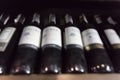 Bottles of wine background.Pictures are blurred Royalty Free Stock Photo