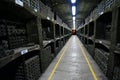 Bottles in the wine cellar at the winery in Massandra Royalty Free Stock Photo