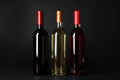 Bottles of wines on dark background Royalty Free Stock Photo