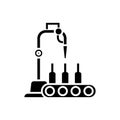 Bottling line icon, vector illustration, black sign on isolated background