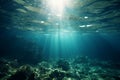 Ocean sun underwater aquatic under deep blue sunlight water sea nature