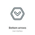 Bottom arrows outline vector icon. Thin line black bottom arrows icon, flat vector simple element illustration from editable user Royalty Free Stock Photo