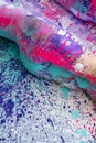 Bottom, backside and legs of young artistically abstract painted woman with turquoise, blue and pink paint, creative body art, art Royalty Free Stock Photo