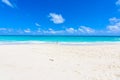 Bottom Bay, Barbados - Paradise beach on the Caribbean island of Barbados. Tropical coast with palms hanging over turquoise sea. Royalty Free Stock Photo