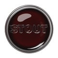 Bottom of a beer bottle with word Stout isolated on white. 3D rendering