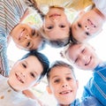 bottom biew of group of adorable schoolchildren Royalty Free Stock Photo