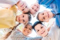 bottom biew of group of happy schoolchildren Royalty Free Stock Photo