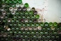 Bottom of the bottle texture. Glass,Dirty empty wine bottles close-up,Bottom of green bottle pattern background Royalty Free Stock Photo