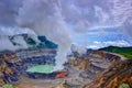 PoÃÂ¡s volcano crater with sulphur vapour clouds Royalty Free Stock Photo