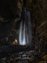 At the bottom of Gaping Gill in Yorkshire Dales