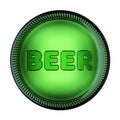 Bottom of a green bottle with word Beer isolated on white. 3D rendering