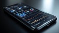 In the bottom left corner a smartphone displays a sleek minimalist app interface symbolizing the increasing reliance on