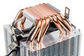 A bottom of modern tower-type heat radiator with six copper heatpipes  on white background Royalty Free Stock Photo