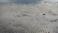 The bottom of the ocean at low tide. A pattern of exposed sand ridges Royalty Free Stock Photo