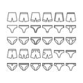 Bottom pants underwear icons collection set