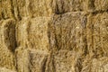 Bottom of a stack of Rectangular dry hay bales