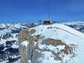 The bottom station of the cable car Col du Pillon - Scex Rouge on the valley station Travel destination Glacier 3000